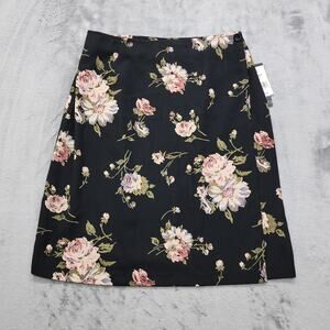 NEW Vintage 90s AGB Skirt Womens S Black Pink Floral Wrap Pencil Mini Preppy